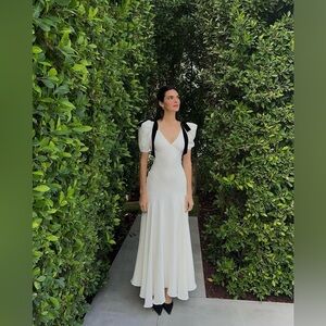 Commense White Satin Maxi Dress